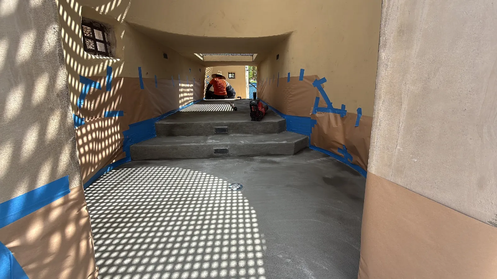 Waterproofing repair work in progress in Bellflower