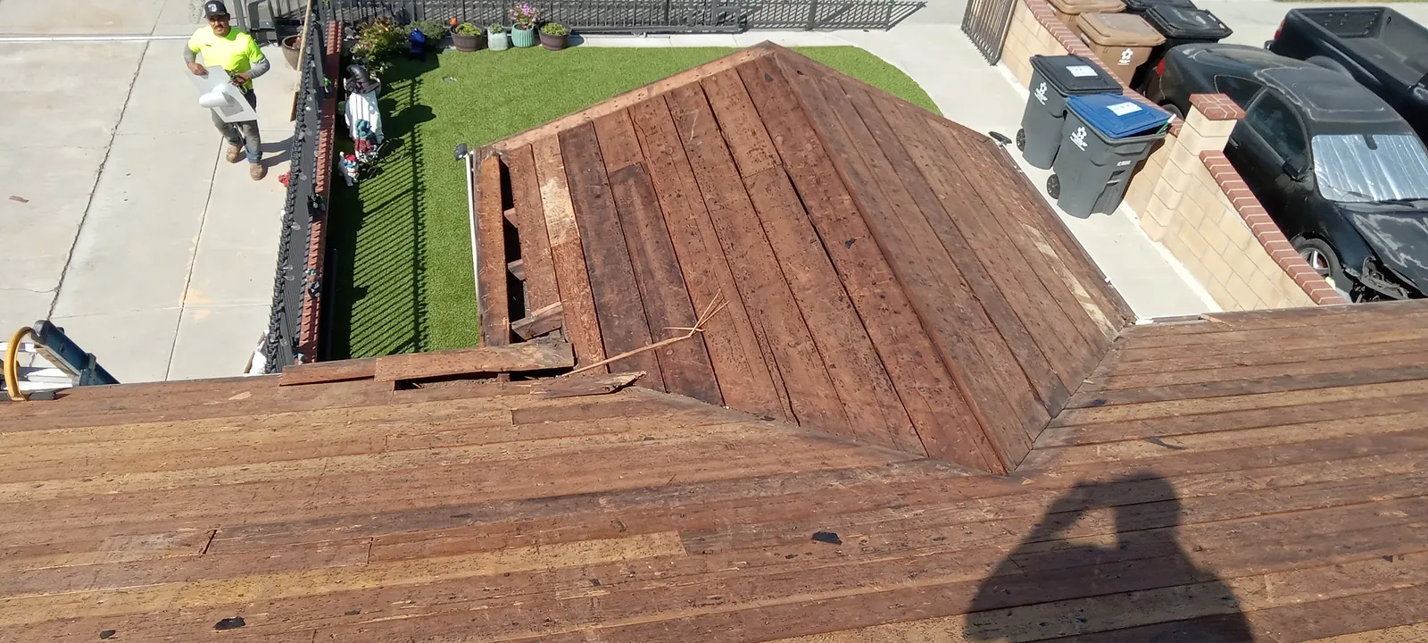 Roof decking during a completed roof replacement in Fullerton