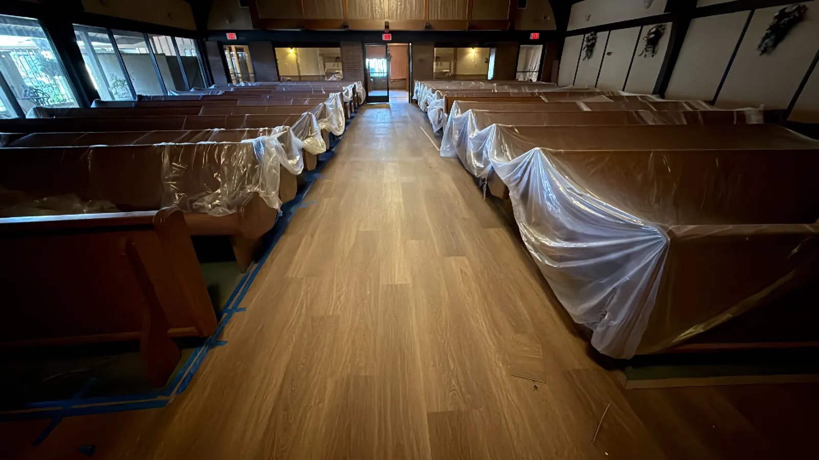 Interior space during a completed commercial renovation in Norwalk