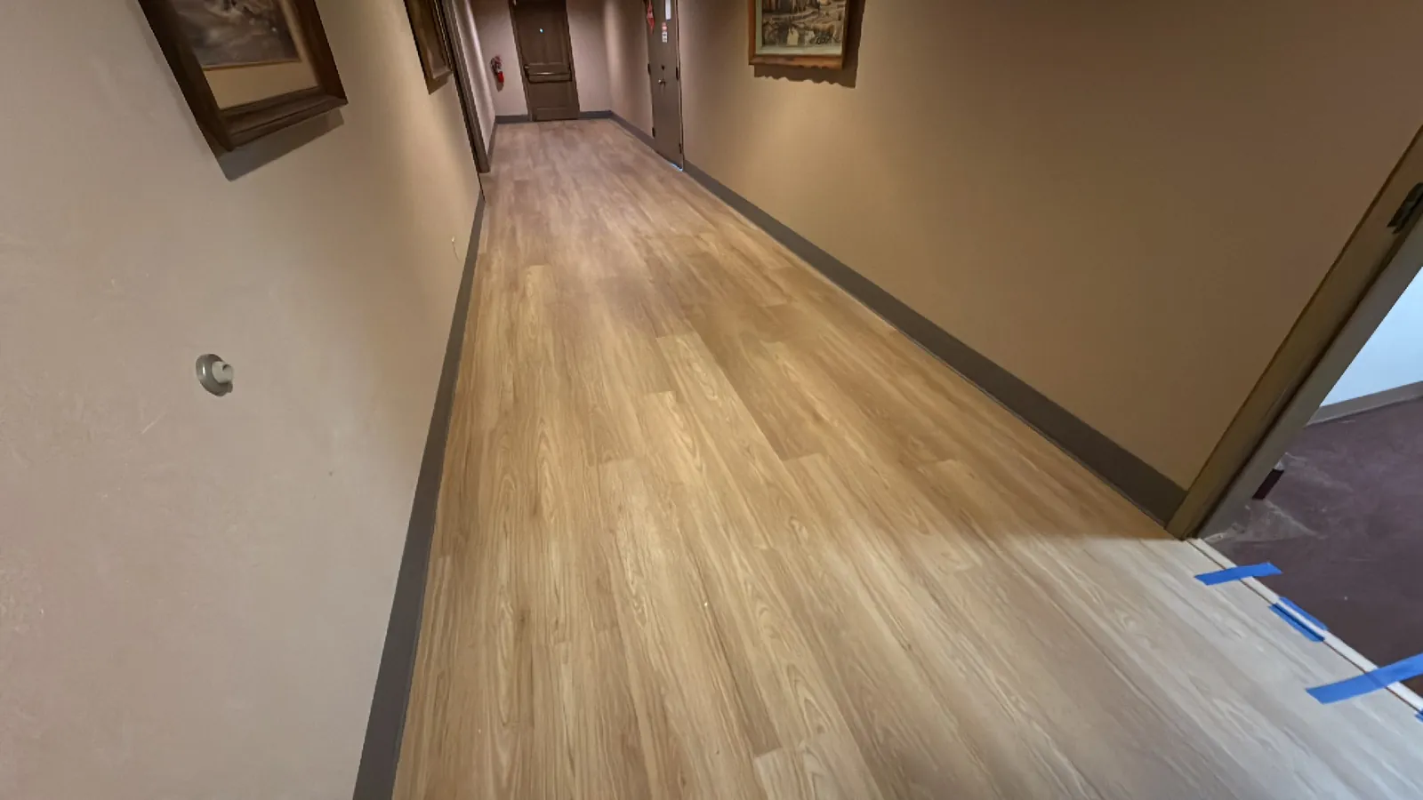 Finished flooring detail from a completed commercial renovation in Norwalk